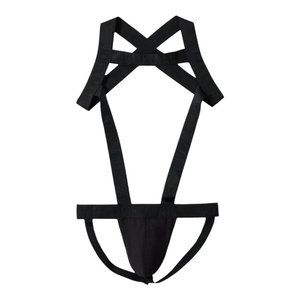 Jockmail Double Up Jockset Jockstrap With Harness Black JM913 NWT